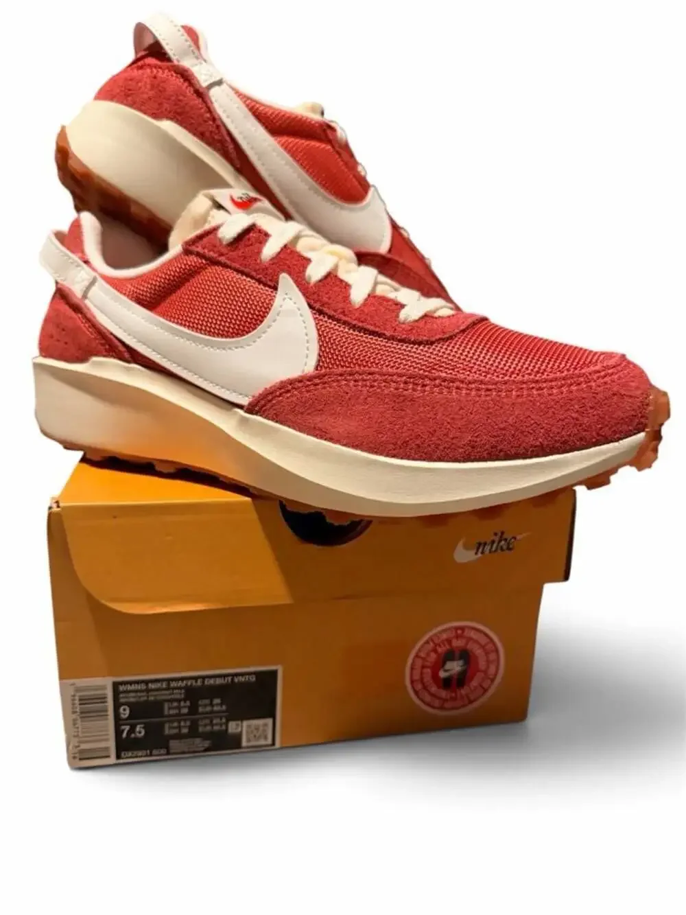 New Nike WMNS Waffle Debut VNTG Coconut Milk Red Sneakers Size 9 Womens 7.5 Mens